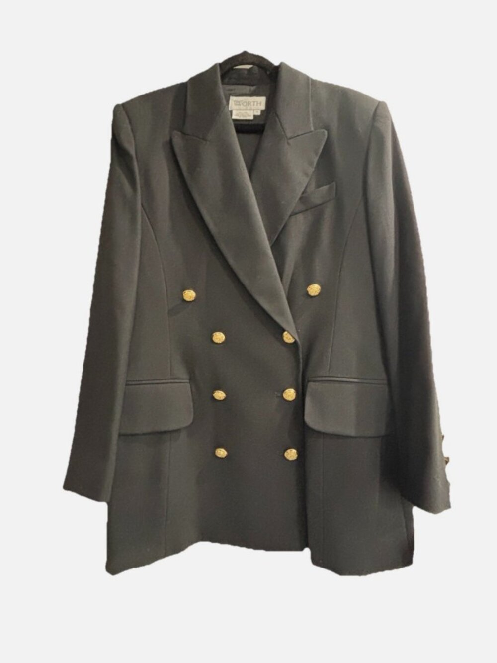 Share VTG WORTH NEW YORK DOUBLE BREASTED WOOL BLAZER GOLD CREST BUTTONS NWT SIZE